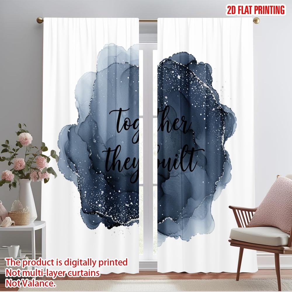 

2pcs 2D flat printing Curtain Together They Built Life 100% Polyester Fabric Without Electricity Party Decorations for Indoor 52.50×116.00 CM 2pcs