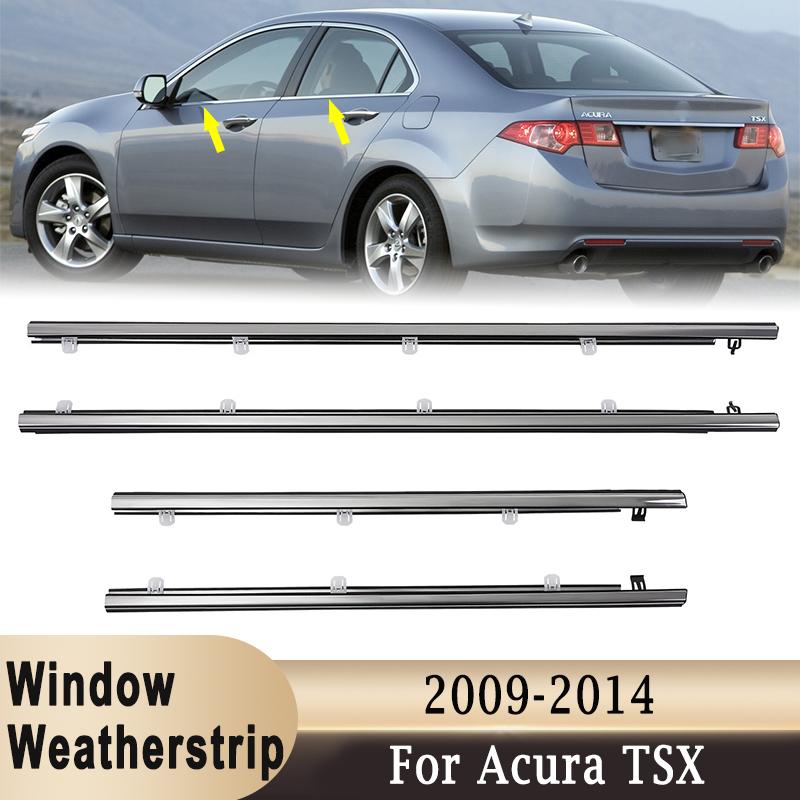 4Pcs Front/Rear Weatherstrip Seal Belt For Acura TSX 2009-2014 Side Door Window Outside Moulding Sealing Belt Trim 72410-TL0-003