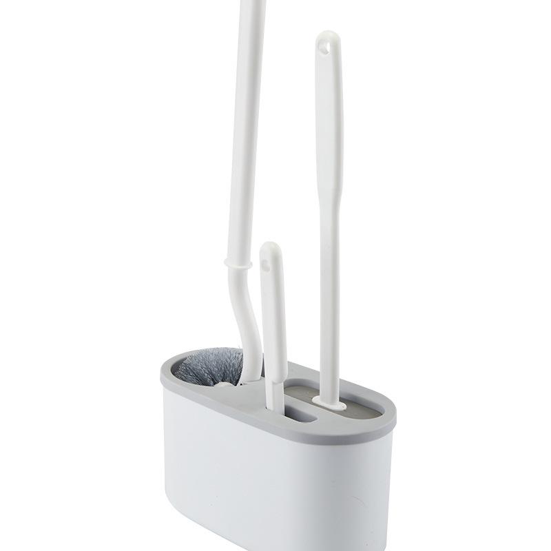 Wall-Mounted Long-Handled Soft Bristle Toilet Brush Set for Thorough Bathroom Cleaning