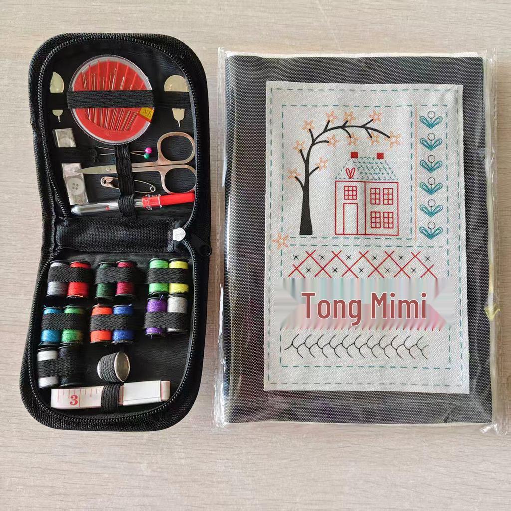 Portable Needle and Thread Set for Home Sewing and Mending – Includes Stitching Method Book and Case