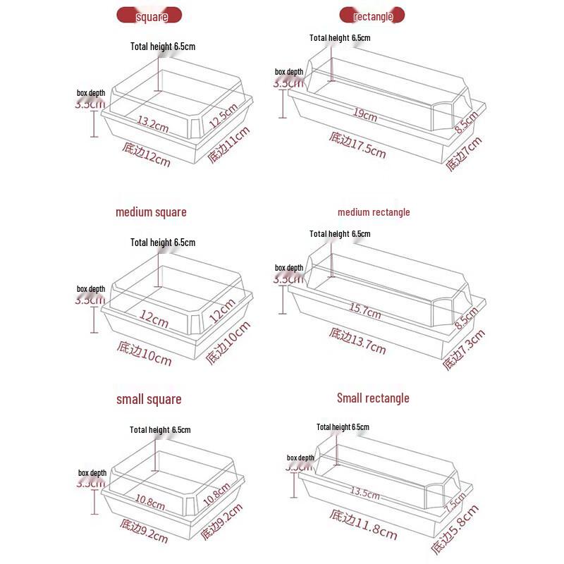 AVADEN Disposable Sandwich & Dessert Takeaway Boxes