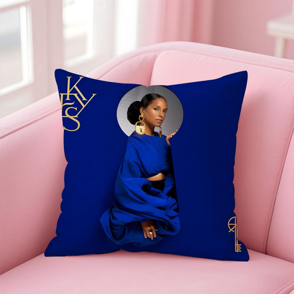 Alicia K-Keys Singer Cushion Cover Comfortable Reversible Pillow Cover Ideal For Car Sofa Bedroom & Beyond