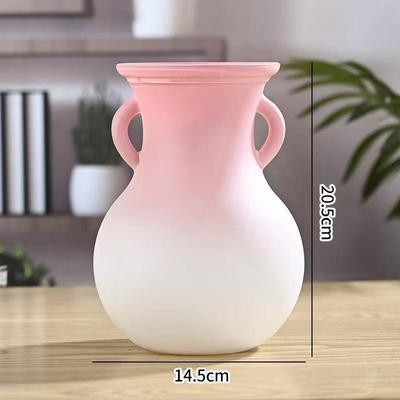 Glossy Retro Gradient Glass Vase with Double Ears for Fresh or Dried Flowers