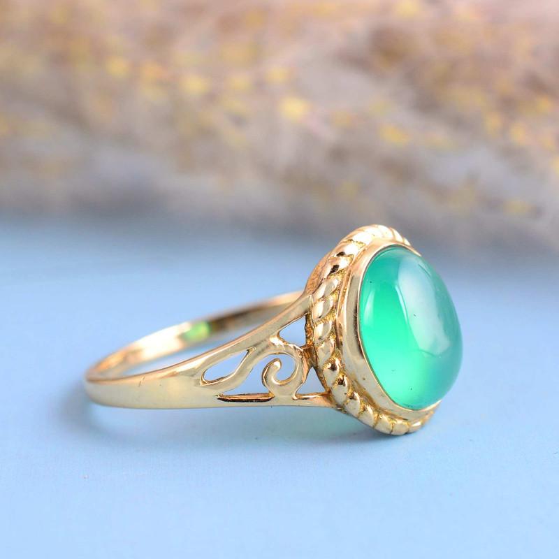 Green Onyx Gemstone Ring Handmade Ring