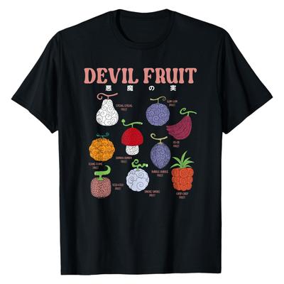 One Piece Vrucht van de Duivel Collectie T-shirt Speels Anime Grafische Print Puur Katoen Ronde Hals Casual Dagelijkse Kleding Tops