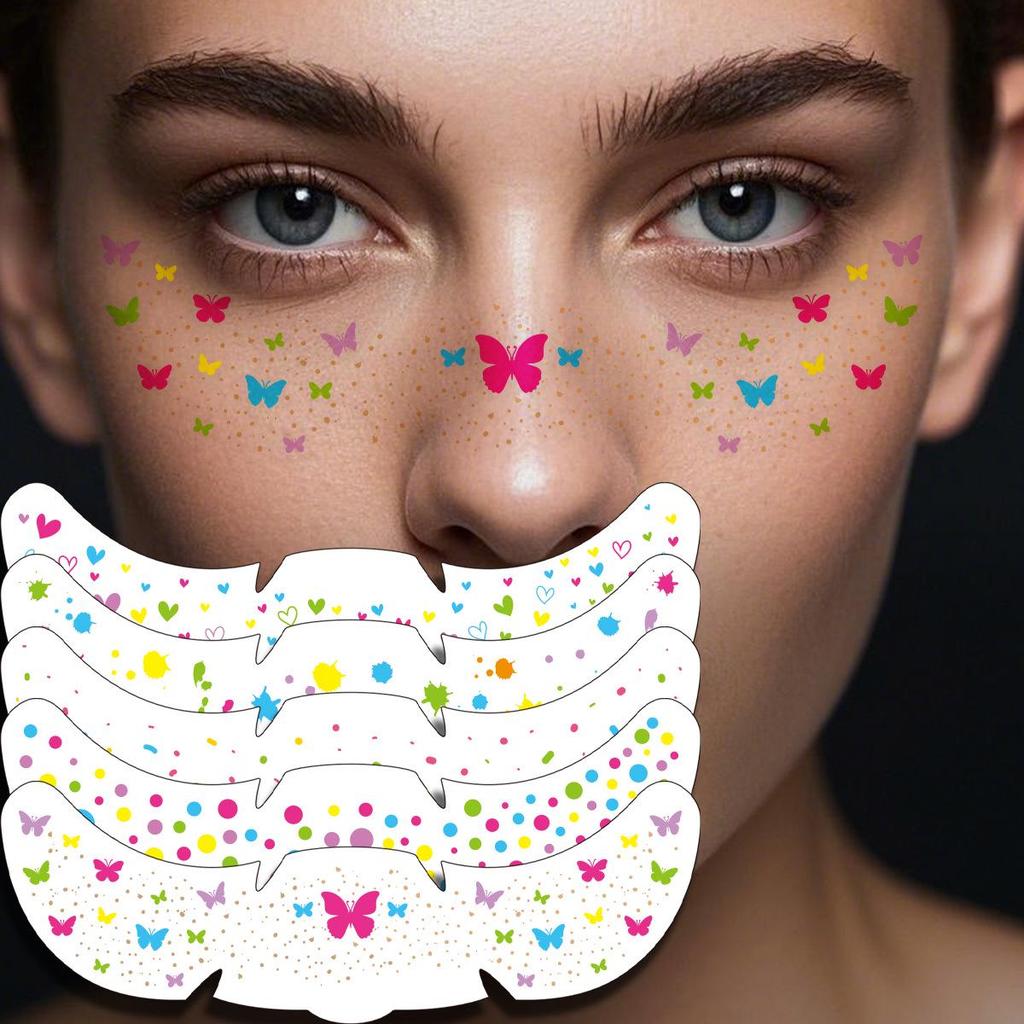 Christmas Butterfly & Flower Face Tattoo Stickers - Fresh European Style Freckle Designs for Parties