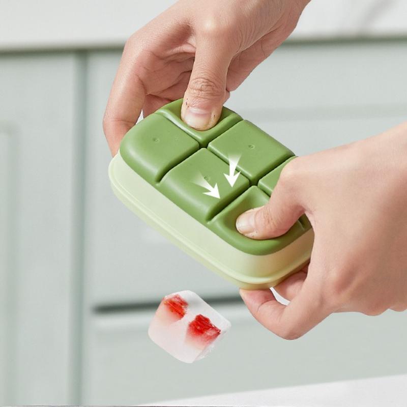 6 Grids Ice Cube Mold with Lid Easy To Release Freezer Ice Tray DIY Tools Storage Box for Fruit Juice Silicone Mold