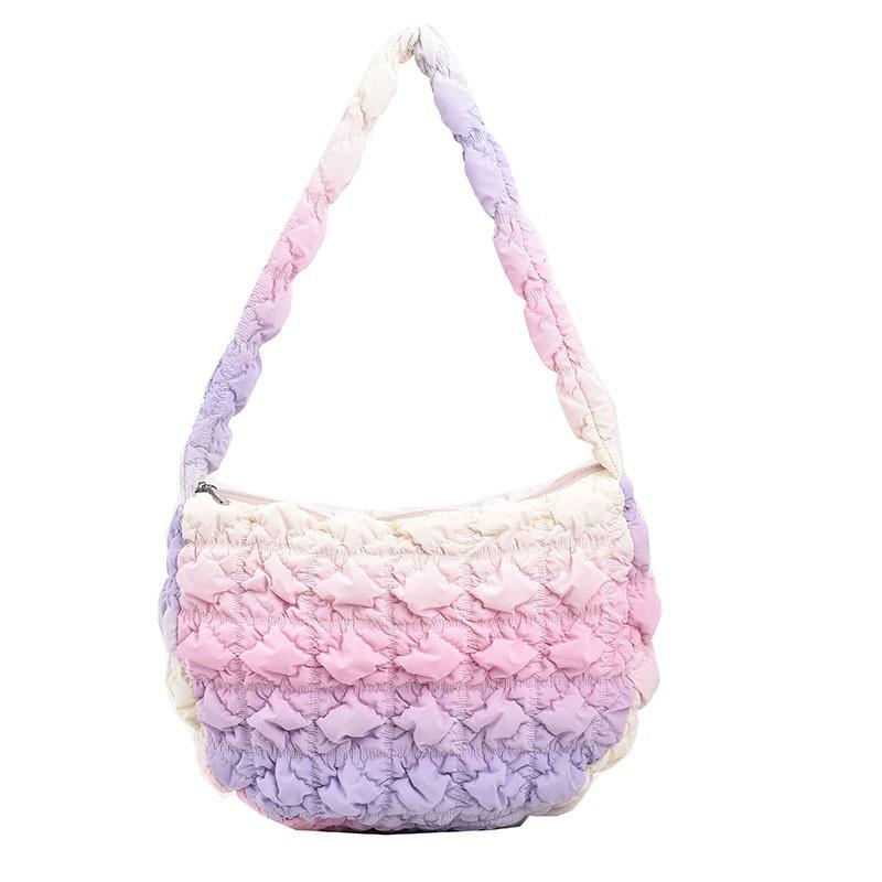 Rainbow Pleated Cloud Bag New Women's Korean Style All-matching Bubble Fashionable Simple One-shoulder Puff