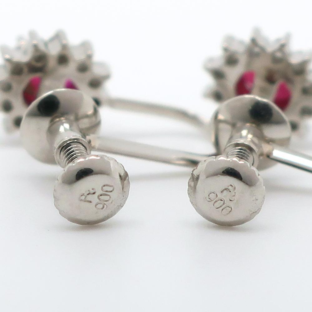 Earring Pt900Platinum/Ruby/diamond 2.2g Women Used