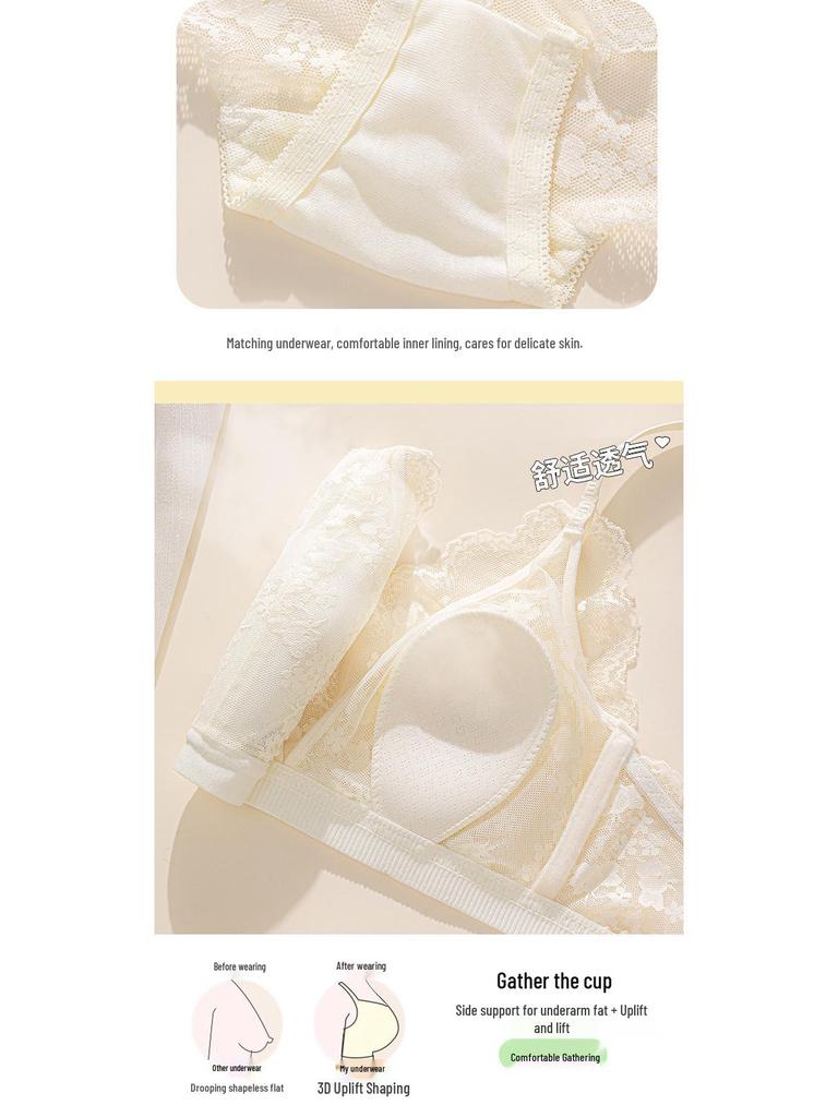 French Lace Push-Up Bra for Small Busts - Sexy, No-Gap Ultra-Thin Triangle Cup