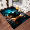 Black Soccer Ball Shining In Colorful Background Suitable for Use As an Anti-slip Game Mat for Living Room and Bedroom Sofas