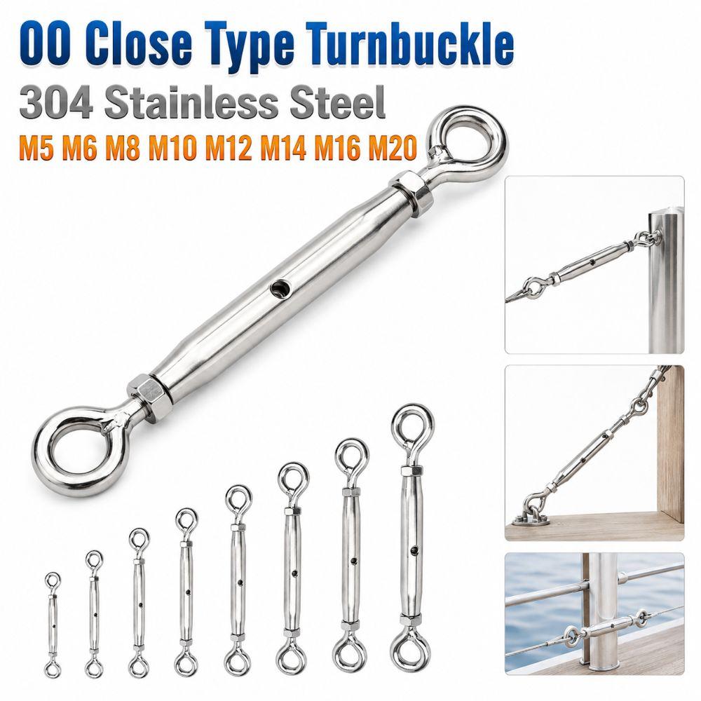 304 Edelstahl OO Geschlossener Typ Spannschloss M5 M6 M8 M10 M12 M14 M16 M20 Rostfreier Drahtseilspanner Robust Einstellbar