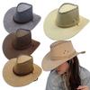 New Curved Brim Western Cowboy Hat Ethnic Large Top Hat Tibetan Style Roll Brim Cowgirl Cap For Women Men