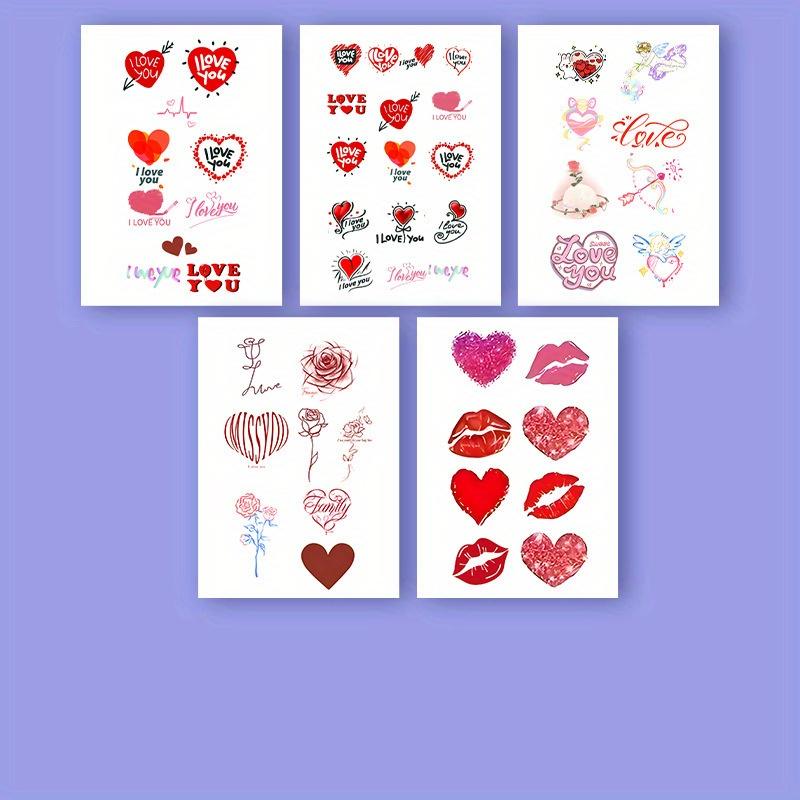5pcs/1set, Love Themed Party Stickers, Holiday Date, Couple Confession Disposable Stickers, Featuring 40 Unique Designs.