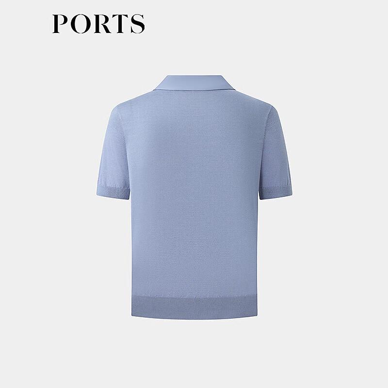 PORTS Women's Polo Neck Pure Color Silk Blend Shirt