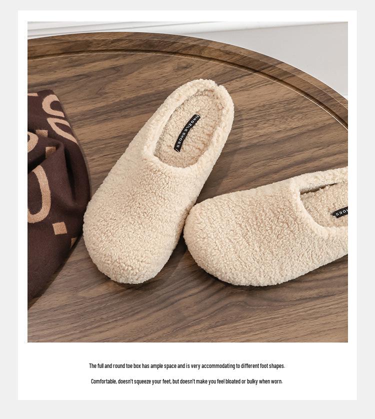 2025 Winter Women's Furry Outdoor Shoes, Velvet-Lined, Thickened, Closed-Toe Fur Slippers, Warm Lambswool Loafers