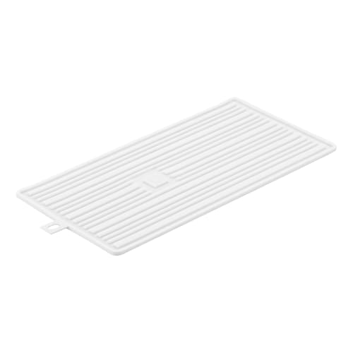 Yamazaki Tower Silicone Drying Mat, White, Dimensions: 47.2cm W X 21.8cm D X 0.6cm H (when In Use), Rolls Up for Storage, Washable, and Perfect for Dr