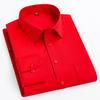 Double Collor Full Shirts for Men Plus Size Slim Fit Formal Plain Shirt Over Size Office Clothes Solid Long-sleeve Business Tops