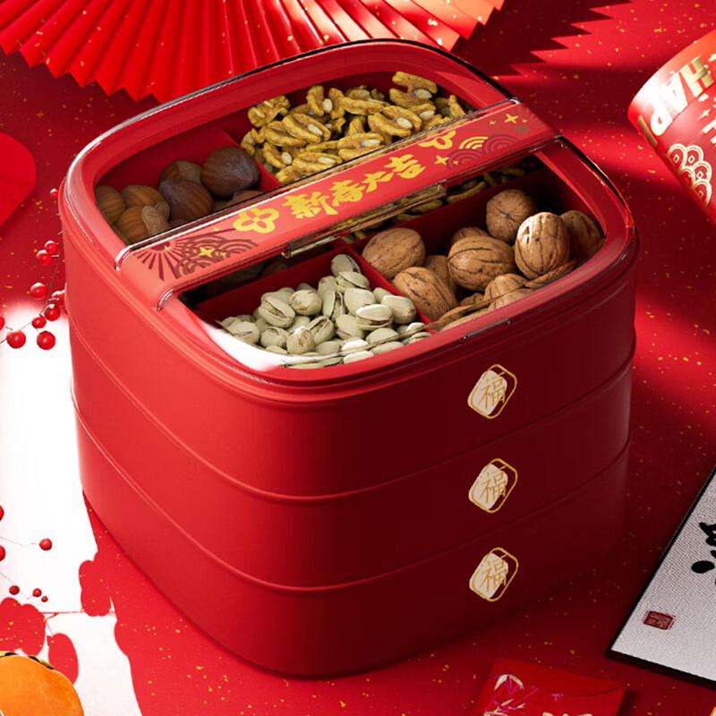 Fan Shun New Year Oval 3-Layer Divided Candy & Snack Box