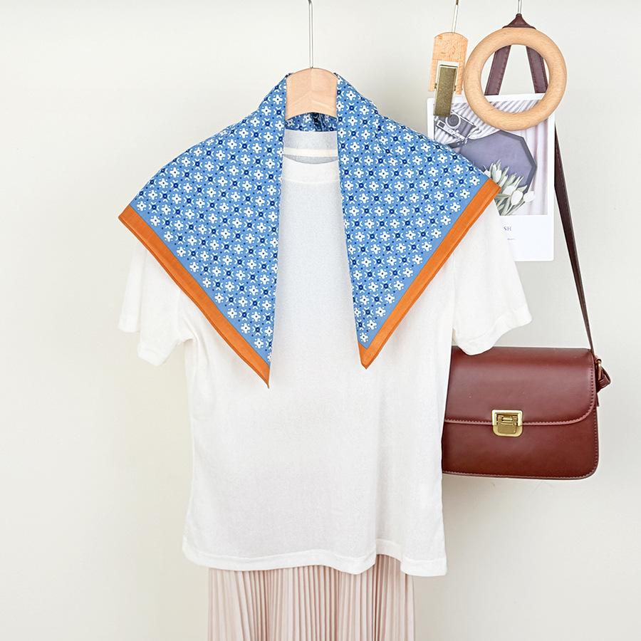 Japanese literary and artistic style floral small square scarf women's spring and summer atmosphere decorative scarf with T-shirt shirt shawl headband