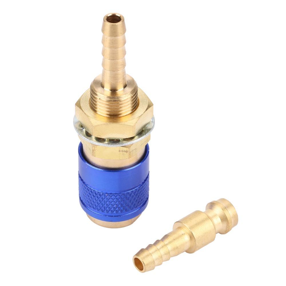 M6 Thread Size Water Cooled Gas Adapter For 6mm Inner Dia Hose Brass Quick Connector Fitting Red / Blue / Gold