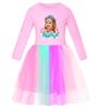 5530 Vestido de Malla con Estampado de Nastya Arco Iris Cuello Redondo para Niñas