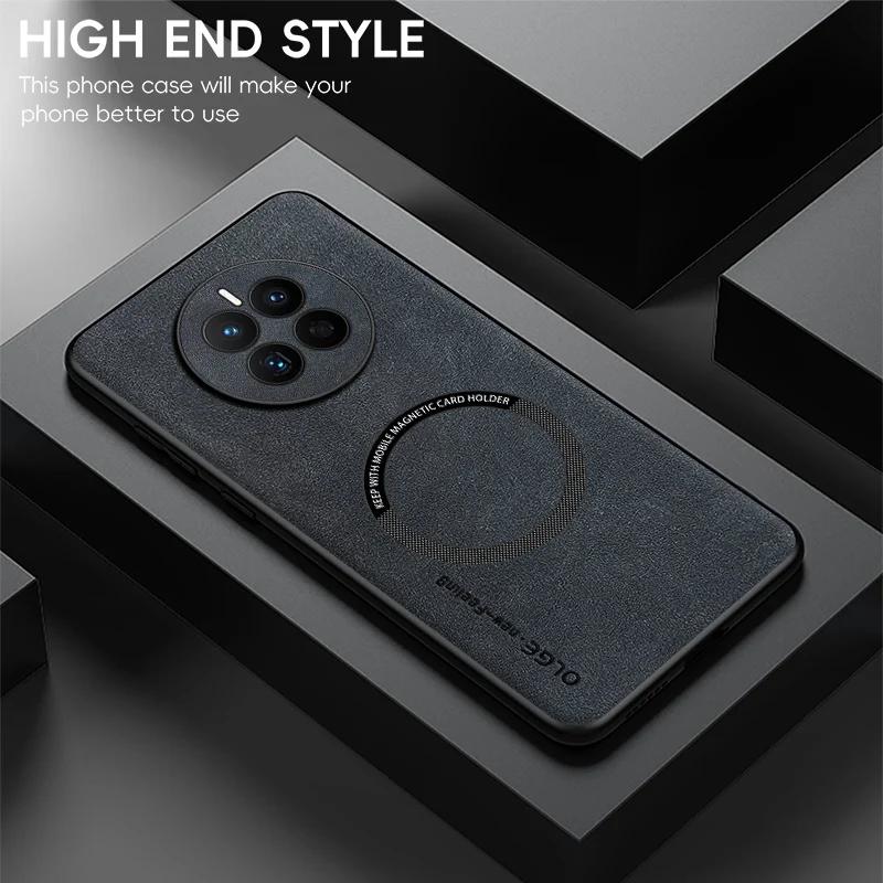 For Huawei Mate 50 50 Pro 50E Fine Hole Sheepskin Magnetic TPU Soft Edge Anti-Drop Anti Fingerprint Phone Case