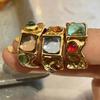 Set Inele Noi Punk Trendy Individualitate Retro Geometrice Golite Incrustate cu Pietre Set Inele Metal Lichid Trei Piese Bijuterii Petrecere