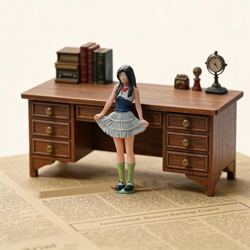 Cute Resin Miniature Girl Model In Bright Dress Perfect For Small Home Additions