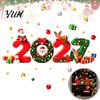 Santa Claus Reindeer Stickers 2027 Christmas New Year Window Clings, Gift Ball Static Holiday Party Decorations Decals, PVC Removable Glass