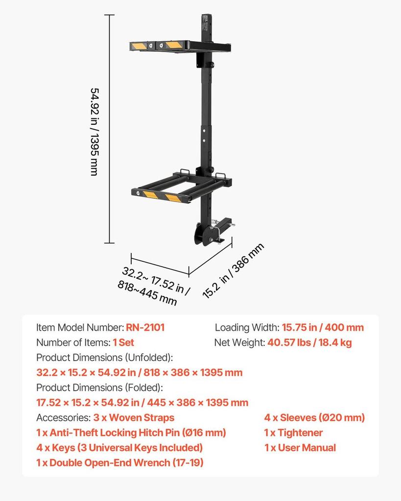 Klappbarer Ski- und Snowboardträger für die Anhängerkupplung, Passend für 50 mm Receiver, Trägt bis zu 6 Paar Ski oder 4 Snowboards, Verstellbarer, an der Anhängerkupplung montierbarer Träger für das Auto
