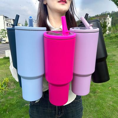 40oz Double-layer Ice Cream Cup Leak Proof Foldable Straw Cover Portable Straight Drinking Mouth Car Cup