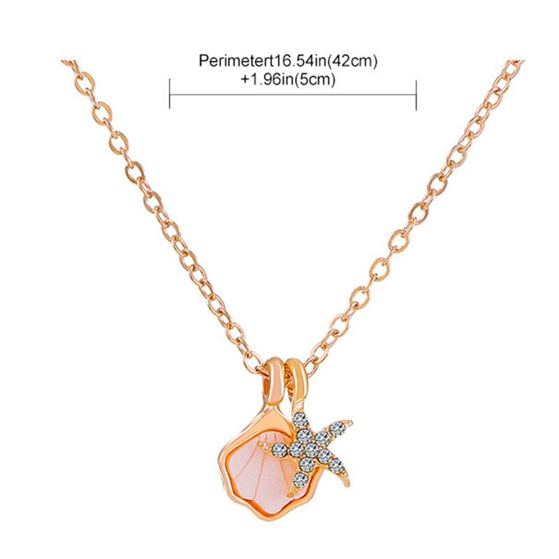 Gold Silber Farbe Seestern Shell Anhänger Halskette für Frauen Micro-Intarsien Glänzenden Zirkon Schlüsselbein Kette Party Schmuck Geschenk
