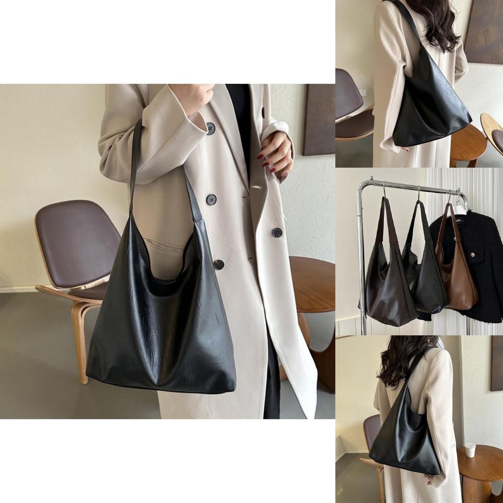 Stylish Pu Tote Bag For Women In Black And Brown Perfect For Casual Commuting