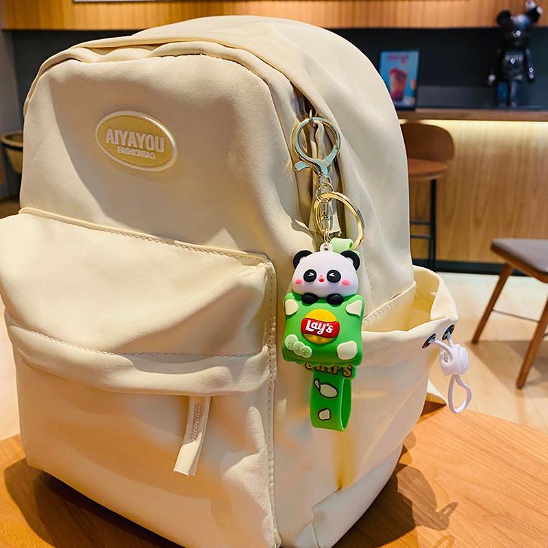 Adorable Cartoon Panda Keychain Cute Silicone Charm Creative Backpack Accessory