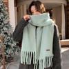 Woolen solid color wool blended scarf women's autumn and winter scarf macaron color thickened braid fringed shawl