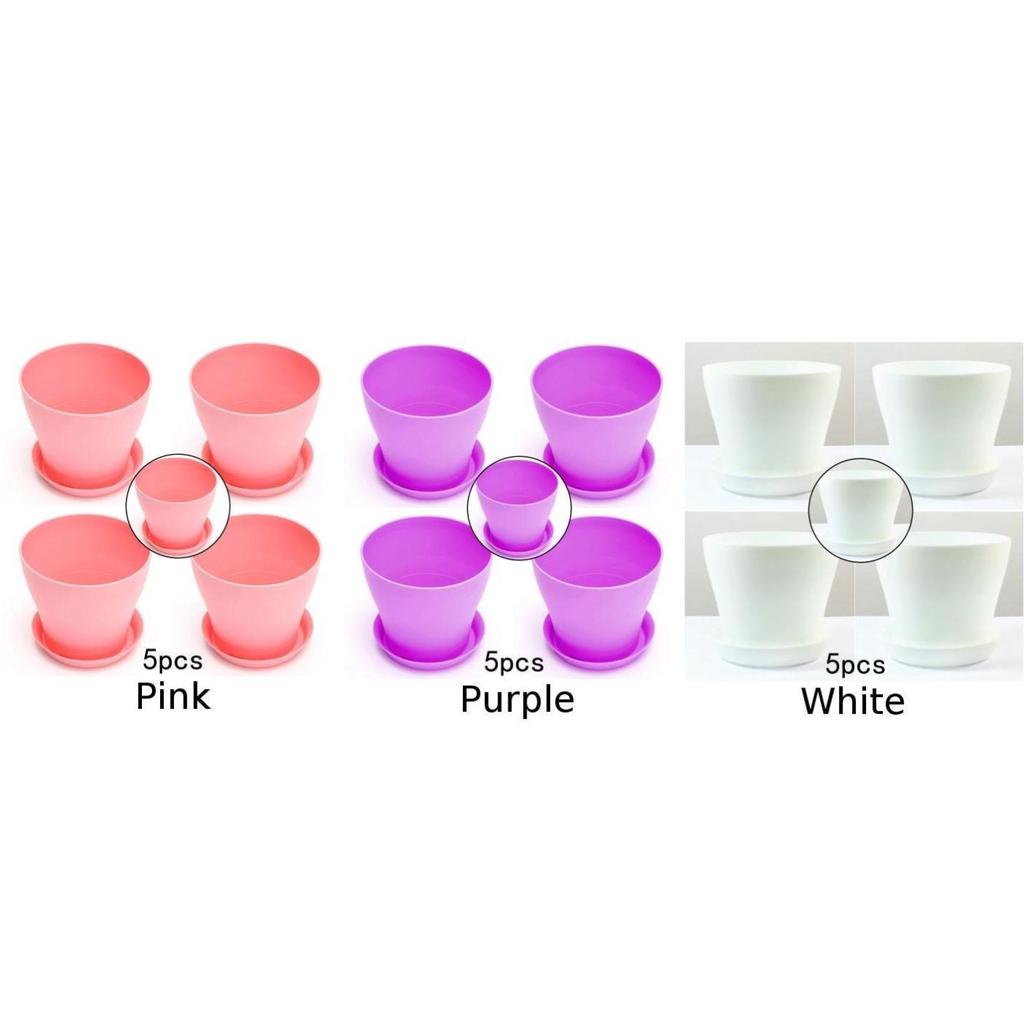 5pcs Decorative Flower Pots Gloss Plastic Plant Planter Saucer Tray Garden Decor 5pcs Decorative Flower Pots Gloss Plastic Plant Planter Saucer Tray Garden Decor