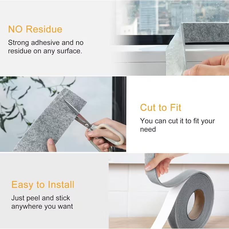 1PC 2/4m Self-Adhesive Felt Window & Door Stickers - Anti-Condensation Tape, -Felt Pads, Easy Install/Remove
