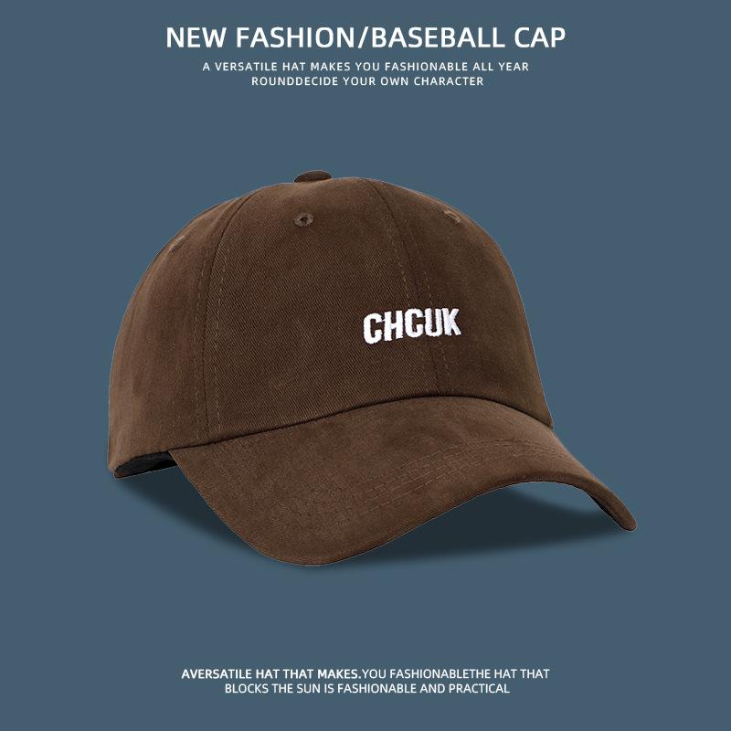 Vintage Versatile Embroidered Peaked Cap Children Wide Eaves Big Head Circumference Show Face Small Soft Top Shade Baseball Cap Men