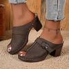 Large-Size Chunky Heel Sandals – Summer New Butterfly Decoration Height-Increasing Peep-Toe One-Band Slide Sandals for Women