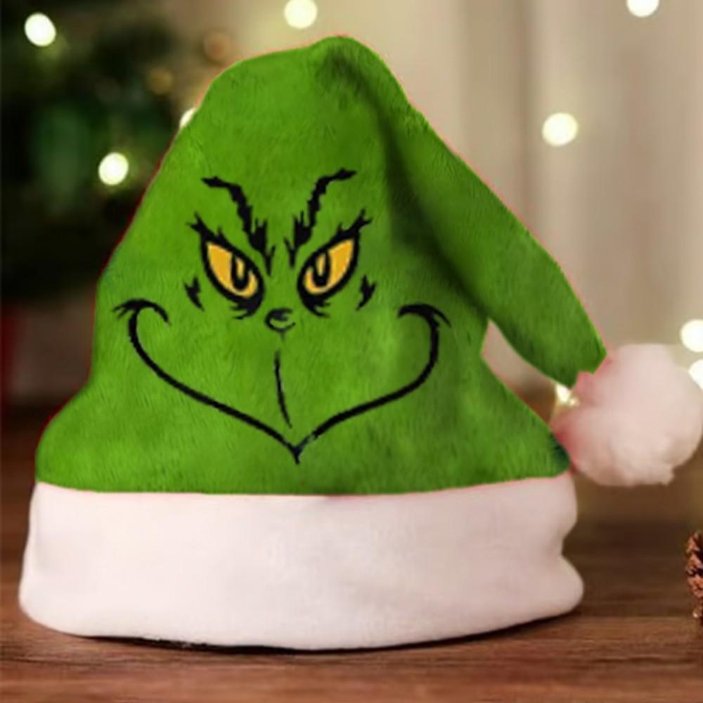 Grinch Green Christmas Hat With Thick Double Sided Velvet For Winter Holiday Celebration
