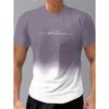 Summer Round Neck 3D Gradient Letters Print Top Fashionable Casual Short Sleeved Men's T-shirts