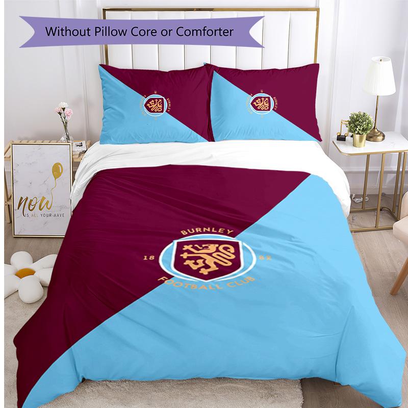 Set Lenzuola Stampato Burnley Football 3 Pezzi, Comodo Set Copripiumino per Camera da Letto Amico della Pelle