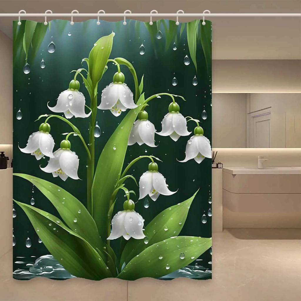 Fresh orchid pattern Shower Curtain Washable Dirt-Resistant Shower Head waterproof Polyester Bath Curtain For Home Decor