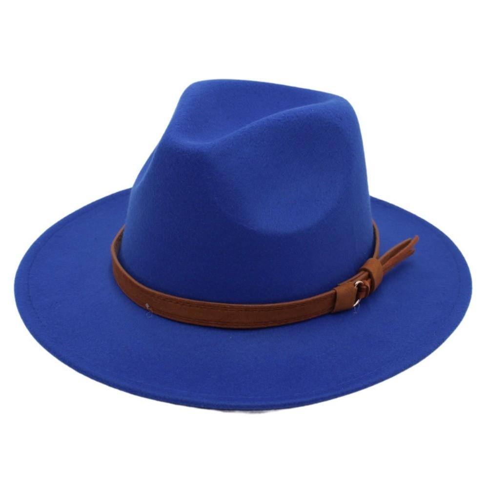 Felt Western Cowboy Hat Tibetan Style Roll Brim Cowgirl Cap New Top Hat  Outdoor Riding синий