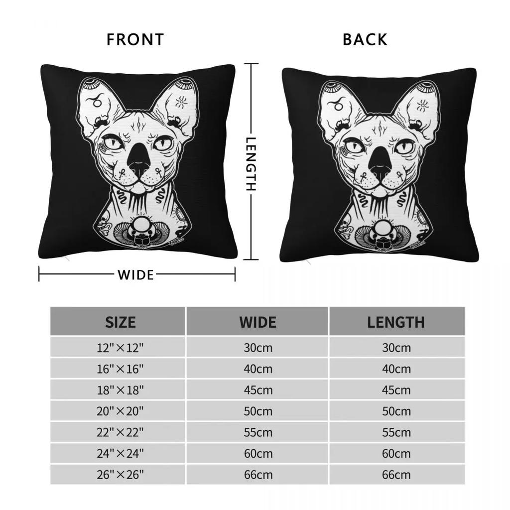 Sphynx Cat Pillow Case Sphynx Tattooed Polyester Bedroom Pillowcase Zipper Spring Retro Cover