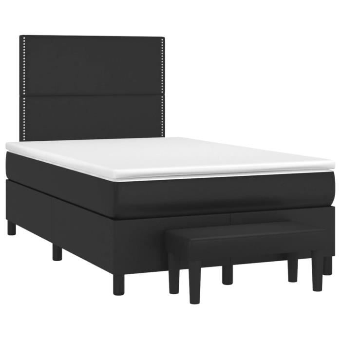 3137593 vidaXL Sommier tapissier avec matelas Noir 120x200 cm Similicuir