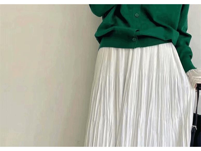 High Waist Pleated A-Line Midi Skirt - 2025 Slimming, Solid Color, Versatile Design