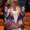 Womens Halloween Print Long Sleeve Knit Cardigan Button Up Sweater Coat Lightweight Casual Outerwear for Fall and Winter