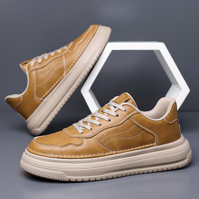 New autumn high-end retro leather surface sports and leisure board shoes platform leather shoes